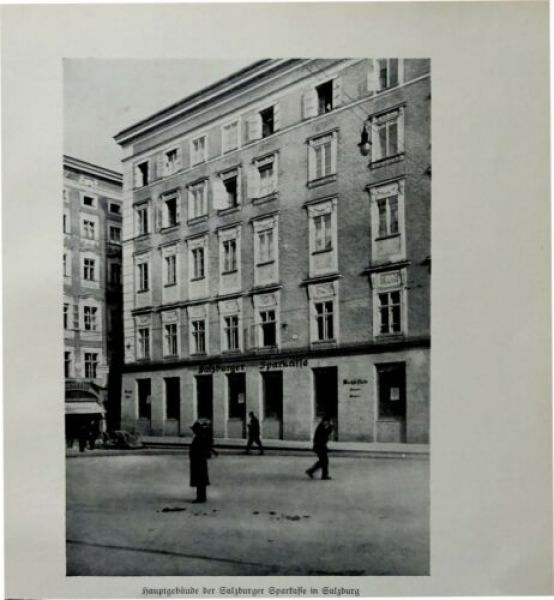 1932 - Hauptgebäude der Salzburger Sparkasse in Salzburg, alter Druck
